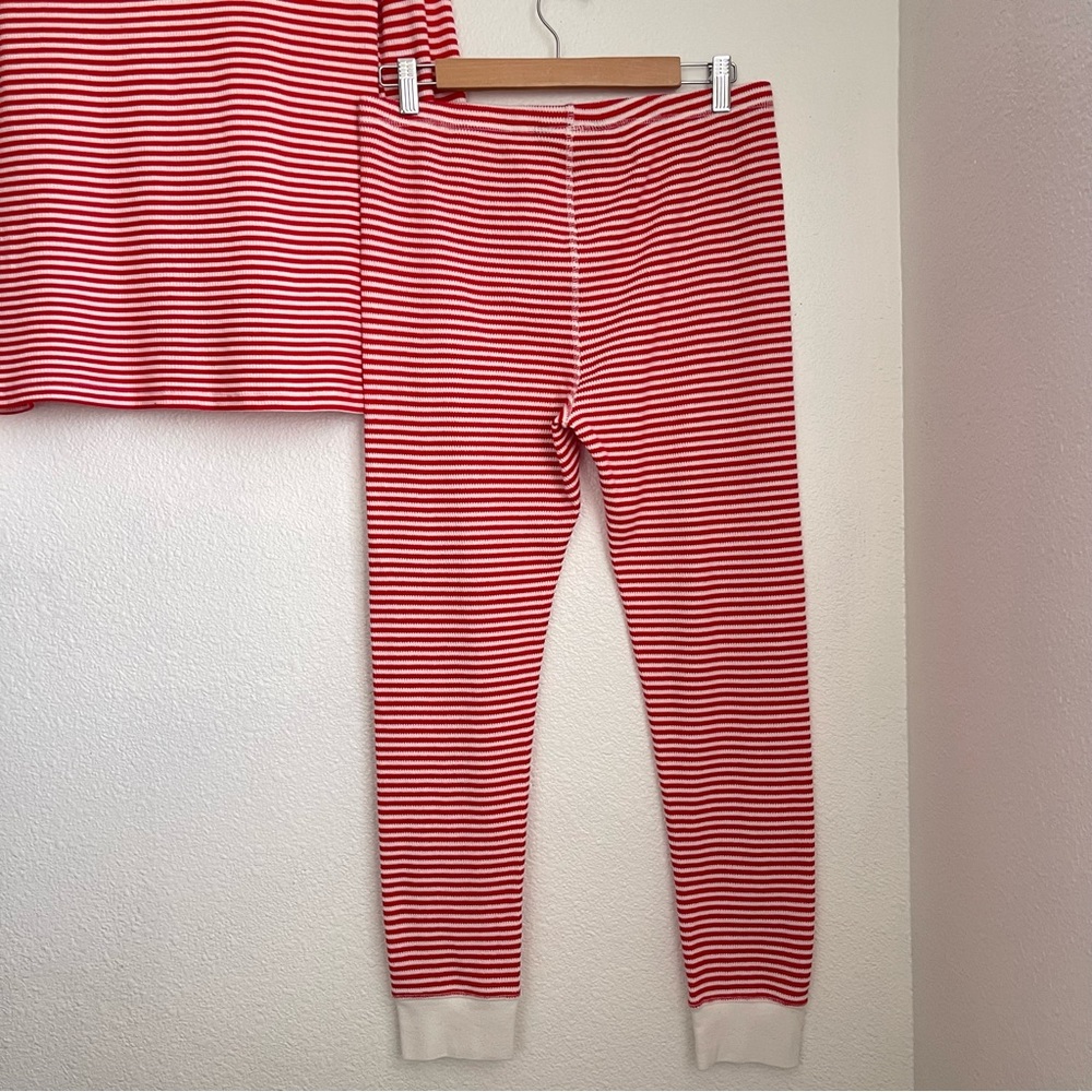 dip Soft Waffle Henley Stripe Pajama Joggers Set Red White Candy Stripe Size L - Picture 7 of 15